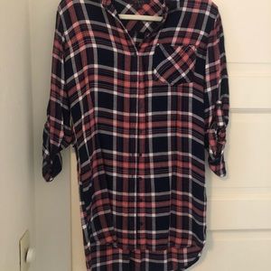Lightweight plaid shirt dress